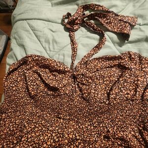 OLD NAVY PLUS SIZE Orange/ Black  Floral Print Halter Sun Dress